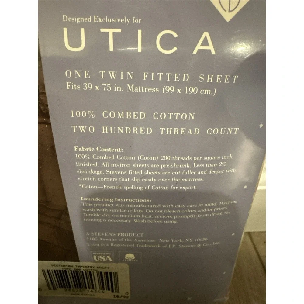 Vintage Eileen West Utica‎ Victorian Tapestry ONE TWIN FITTED SHEET Floral 39x75